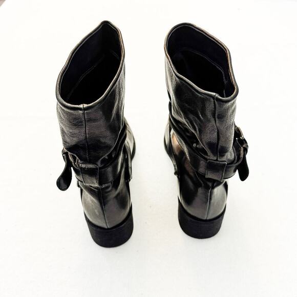 Stuart Weitzman Black Leather Strapped Boots Calf Length Size 7.5 - Picture 2 of 6